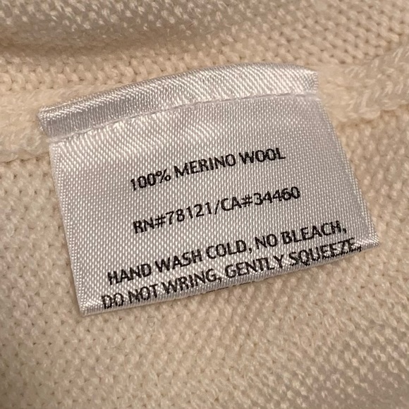 Eileen Fisher Sweater Womens L Merino Wool Tunic Long Sleeve Mock Ivory Cream - Picture 15 of 16